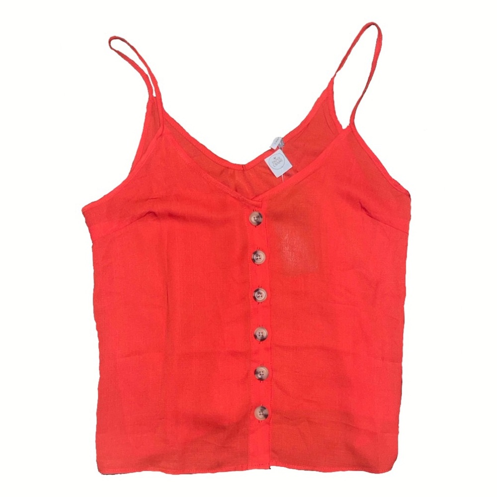 Paper Crane Orange button up tank top